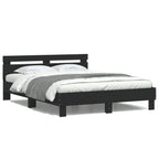 vidaXL Bettgestell mit LED ohne Matratze Schwarz 150x200 cm
