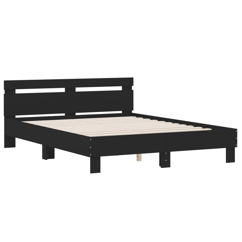 vidaXL Bettgestell mit LED ohne Matratze Schwarz 150x200 cm