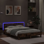 vidaXL Bettgestell mit Kopfteil LED-Beleuchtung Braun Eichen-Optik