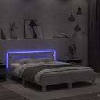 vidaXL Bettgestell mit Kopfteil LED-Beleuchtung Weiß 140x200 cm