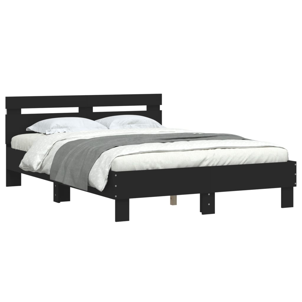 vidaXL Bett mit LED-Beleuchtung ohne Matratze Schwarz 120x200 cm
