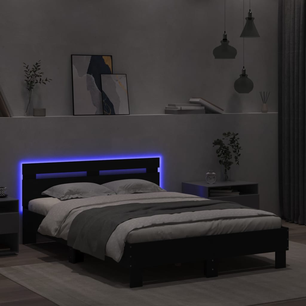 vidaXL Bett mit LED-Beleuchtung ohne Matratze Schwarz 120x200 cm
