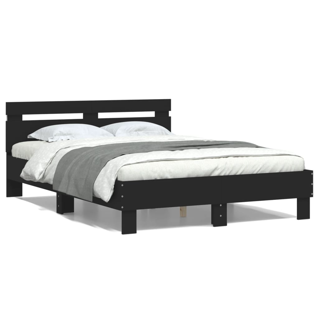 vidaXL Bett mit LED-Beleuchtung ohne Matratze Schwarz 120x200 cm