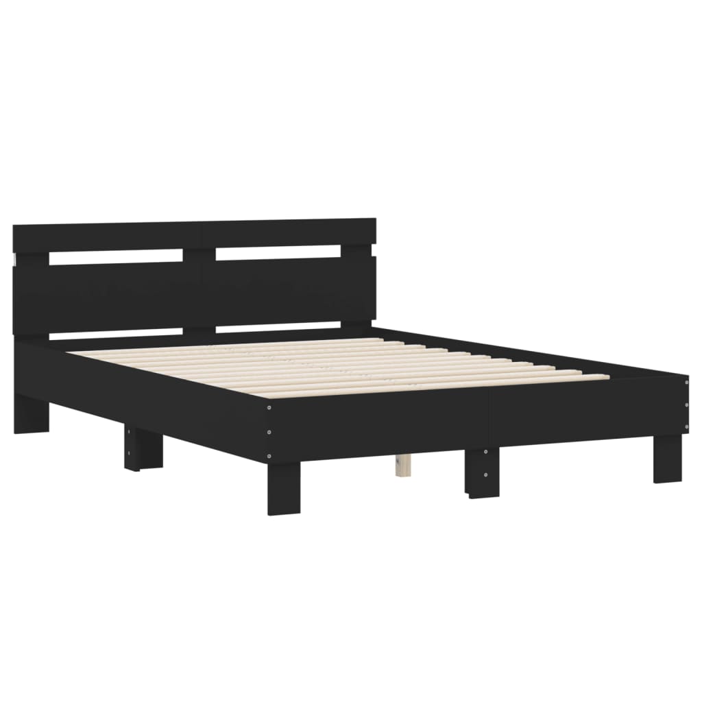 vidaXL Bett mit LED-Beleuchtung ohne Matratze Schwarz 120x200 cm