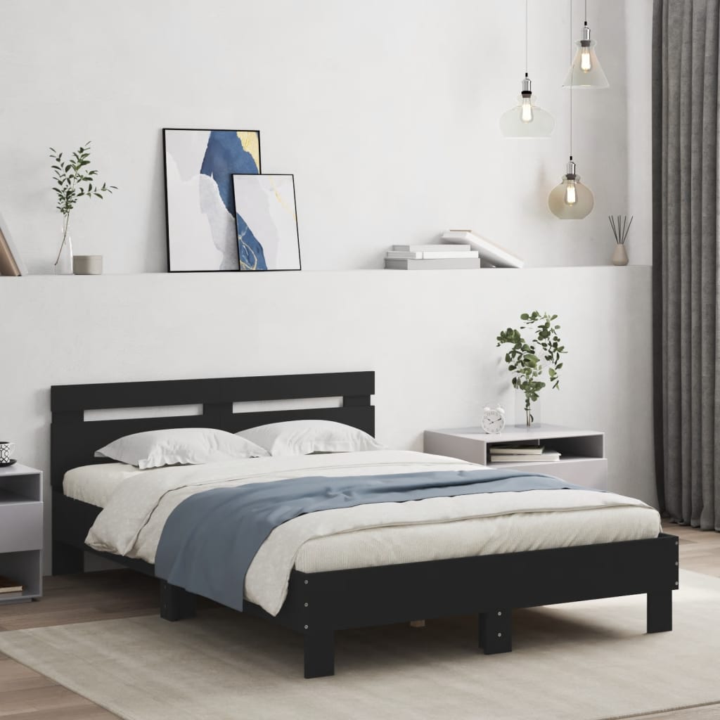vidaXL Bett mit LED-Beleuchtung ohne Matratze Schwarz 120x200 cm