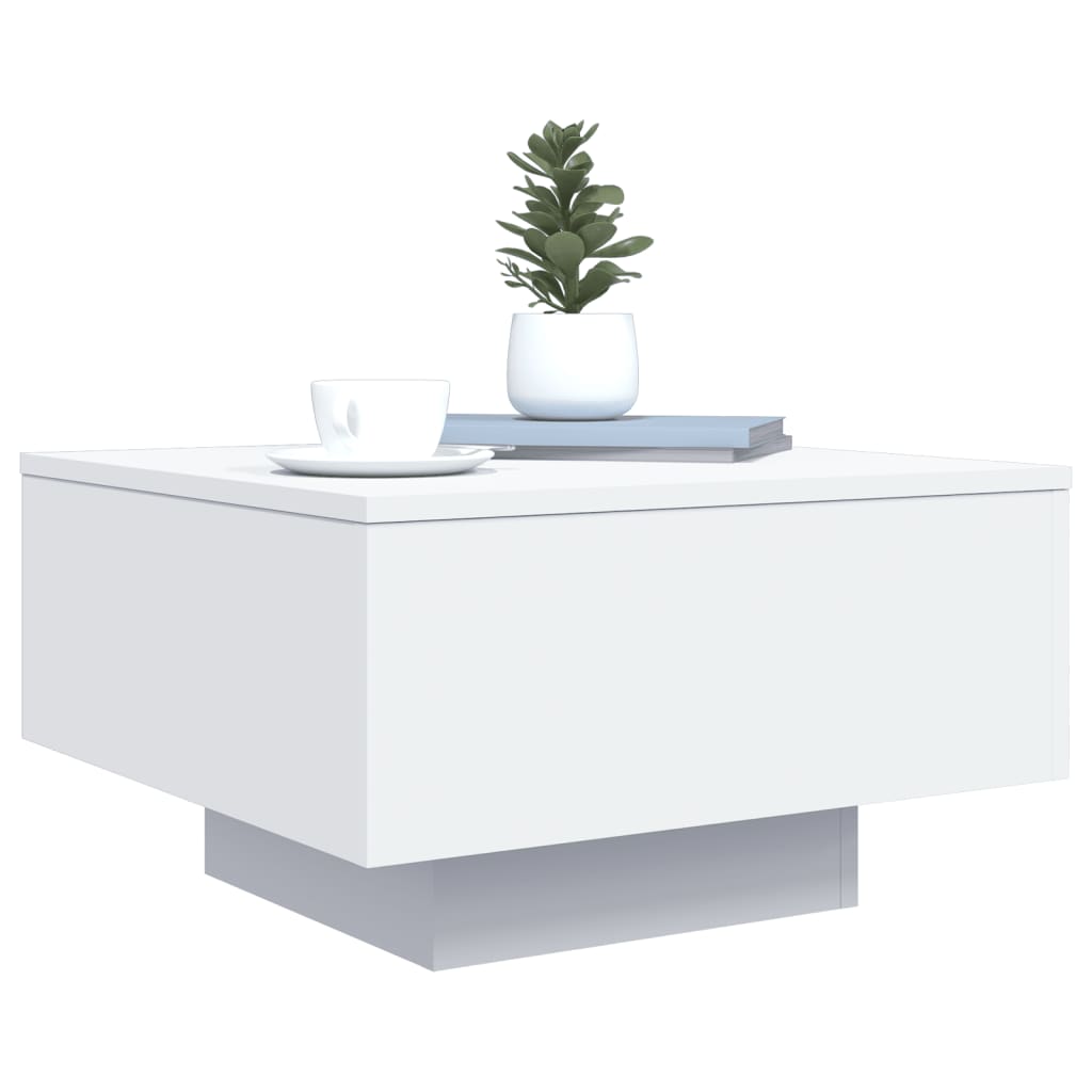 vidaXL Couchtisch mit LED-Leuchten Weiß 55x55x31 cm