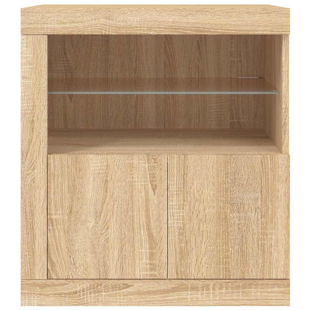 vidaXL Sideboard mit LED-Leuchten Sonoma-Eiche 60,5x37x67 cm