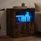 vidaXL Sideboard mit LED-Leuchten Räuchereiche 60,5x37x67 cm