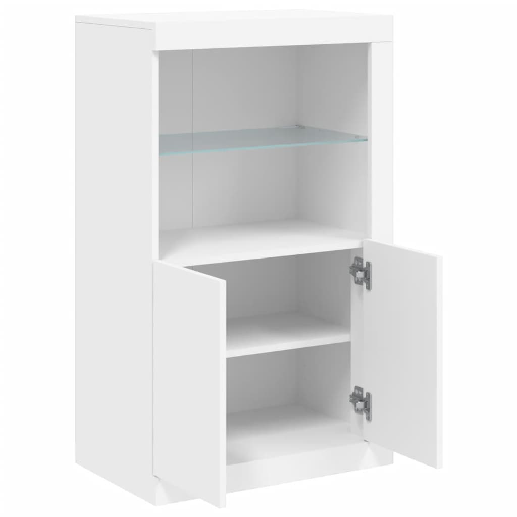 vidaXL Beistellschrank mit LED-Leuchten Weiß Holzwerkstoff