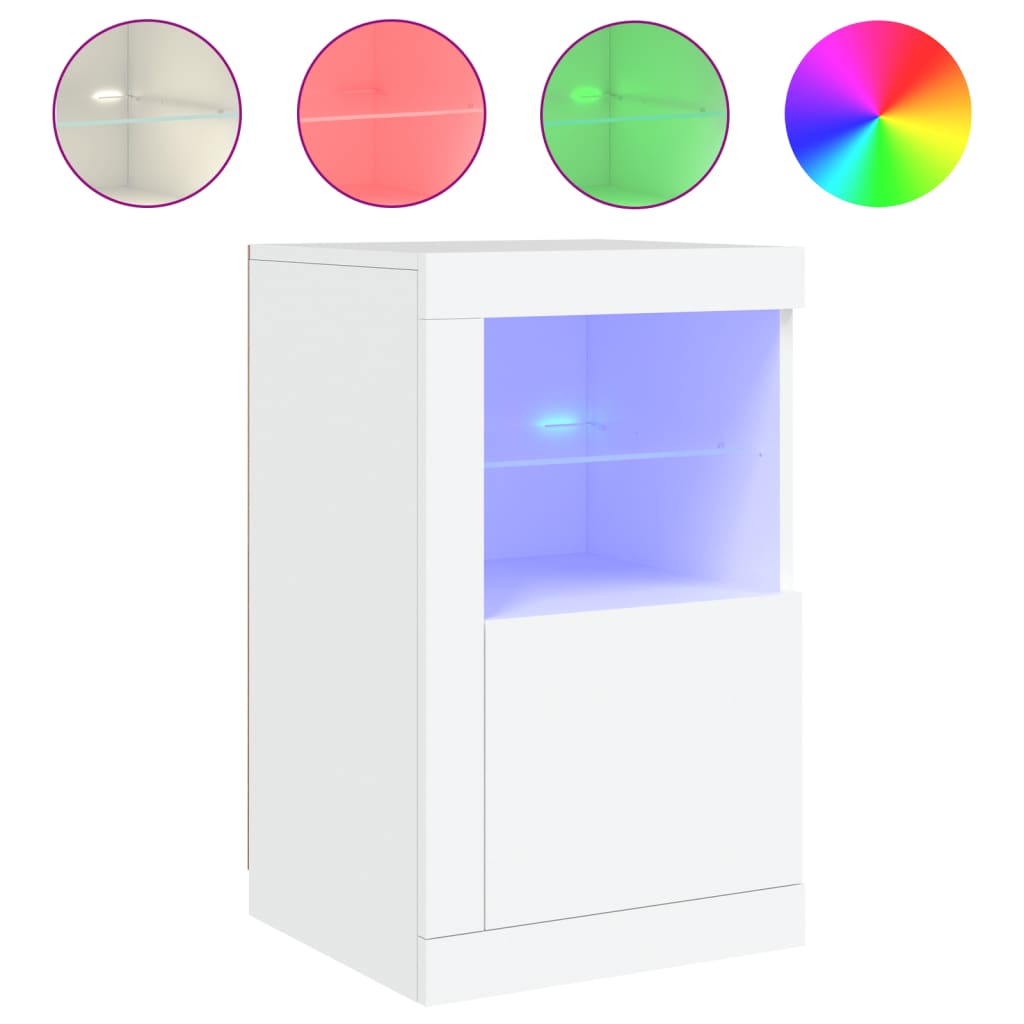 vidaXL Beistellschränke mit LED-Leuchten 2 Stk. Weiß Holzwerkstoff