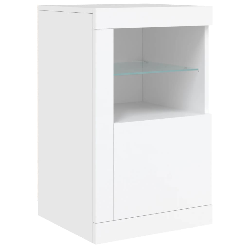 vidaXL Beistellschränke mit LED-Leuchten 2 Stk. Weiß Holzwerkstoff