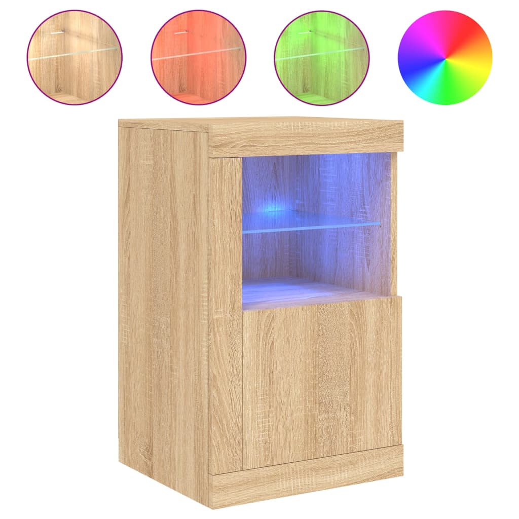 vidaXL Beistellschränke mit LED-Leuchten 2 Stk. Sonoma Eiche