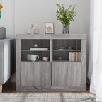 vidaXL Beistellschränke mit LED-Leuchten 2 Stk. Grau Sonoma