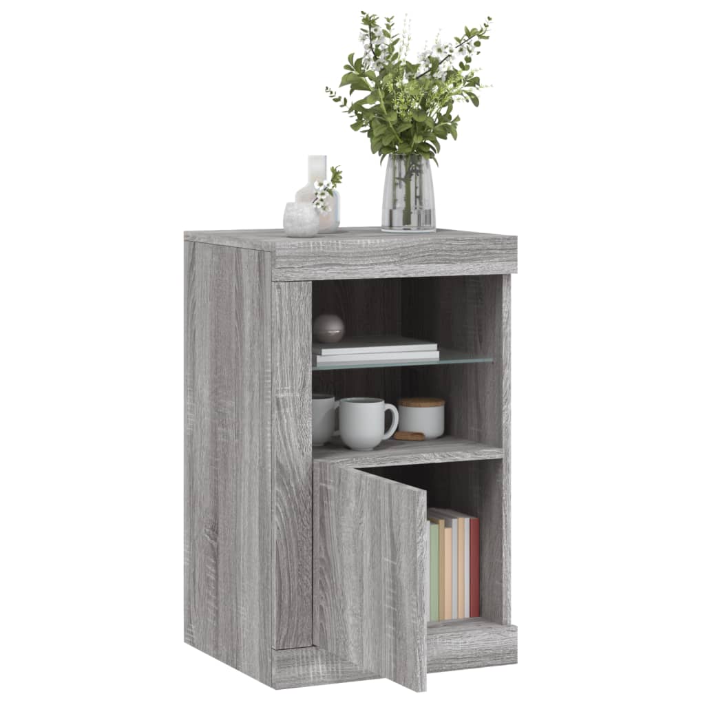 vidaXL Beistellschränke mit LED-Leuchten 2 Stk. Grau Sonoma