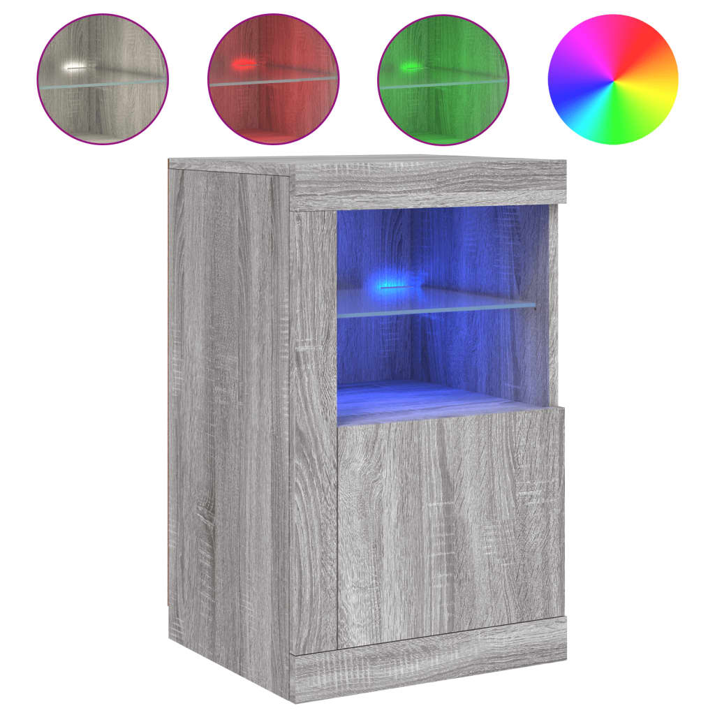 vidaXL Beistellschränke mit LED-Leuchten 2 Stk. Grau Sonoma