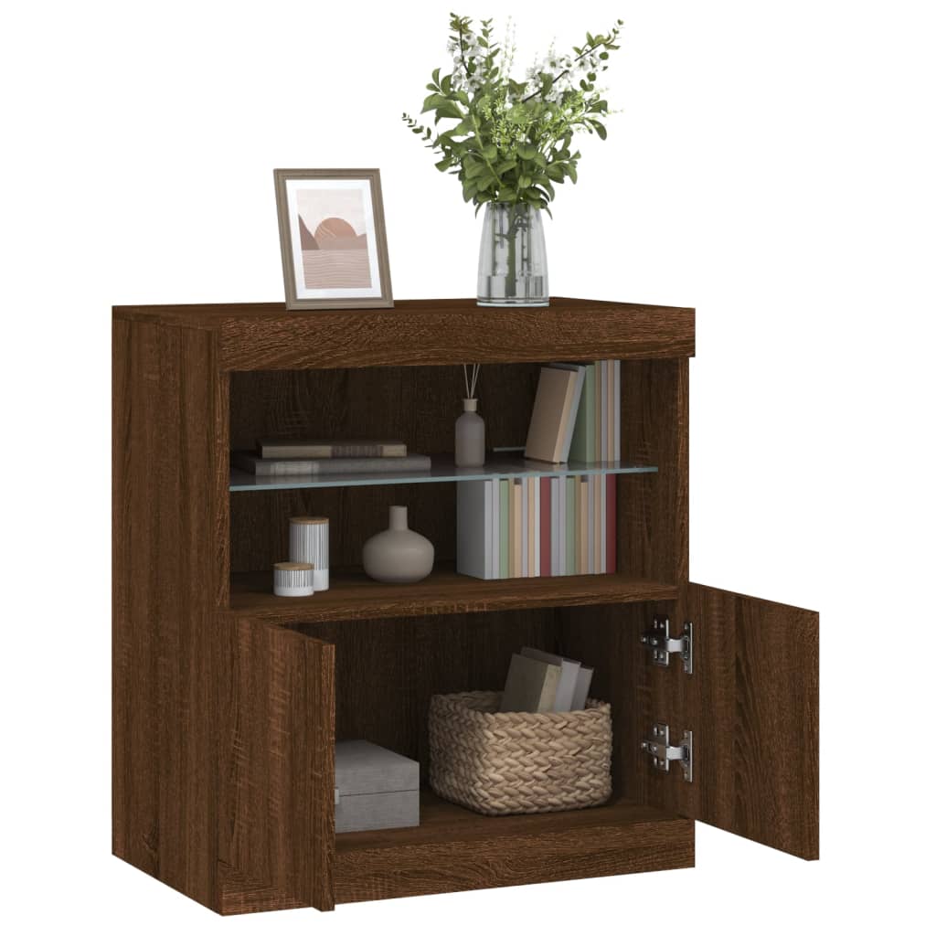 vidaXL Sideboard mit LED-Leuchten Braun Eichen-Optik 60x37x67 cm