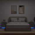 vidaXL Nachttische mit LED-Leuchten 2 Stk. Betongrau Holzwerkstoff