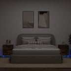 vidaXL Nachttische mit LED-Leuchten 2 Stk. Räuchereiche Holzwerkstoff