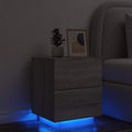 vidaXL Nachttisch mit LED-Leuchten Grau Sonoma Holzwerkstoff