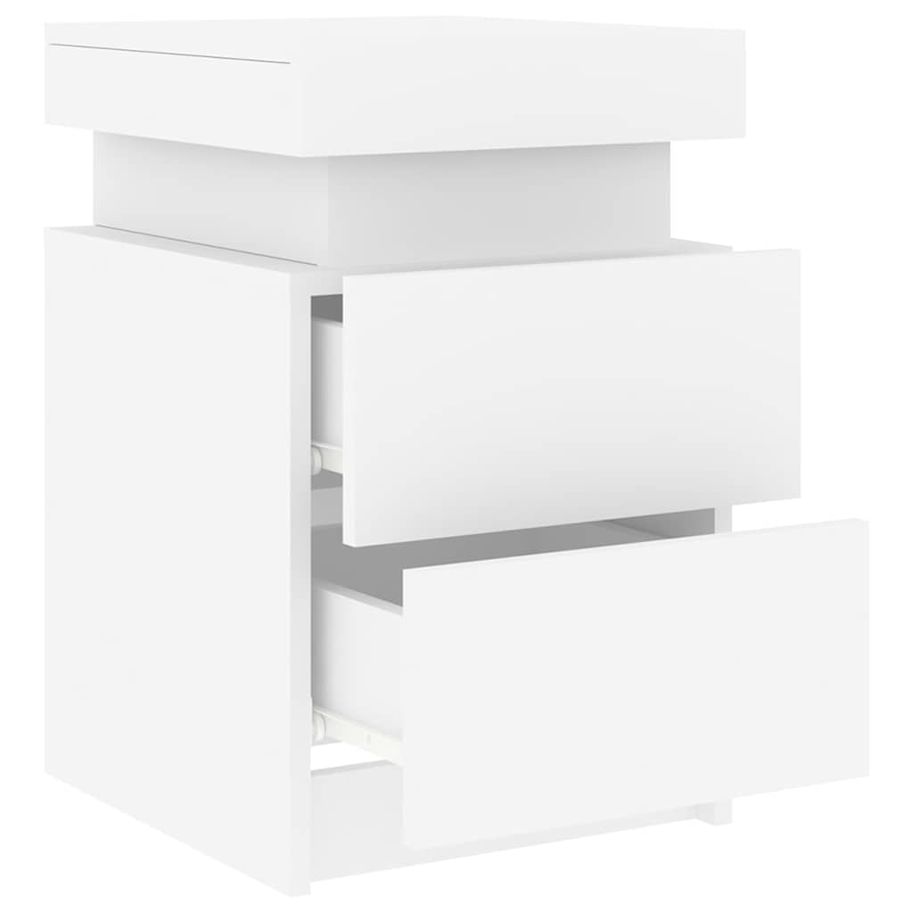 vidaXL Nachttisch mit LED-Leuchten Weiß 35x39x55 cm
