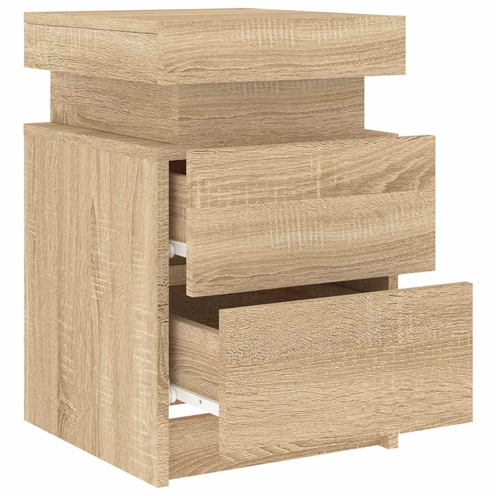 vidaXL Nachttisch mit LED-Leuchten Sonoma-Eiche 35x39x55 cm