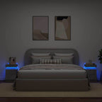 vidaXL Nachttische mit LED-Leuchten 2 Stk. Betongrau 35x39x55 cm