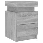 vidaXL Nachttisch mit LED-Leuchten Grau Sonoma 35x39x55 cm