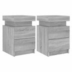 vidaXL Nachttische mit LED-Leuchten 2 Stk. Grau Sonoma 35x39x55 cm