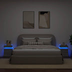vidaXL Nachttische mit LED-Leuchten 2 Stk. Grau Sonoma 35x39x55 cm