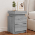 vidaXL Nachttische mit LED-Leuchten 2 Stk. Grau Sonoma 35x39x55 cm
