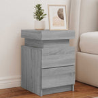 vidaXL Nachttische mit LED-Leuchten 2 Stk. Grau Sonoma 35x39x55 cm