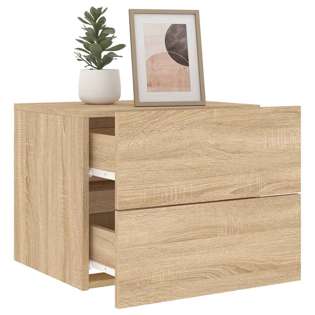 vidaXL Wand-Nachttische mit LED-Leuchten 2 Stk. Sonoma-Eiche