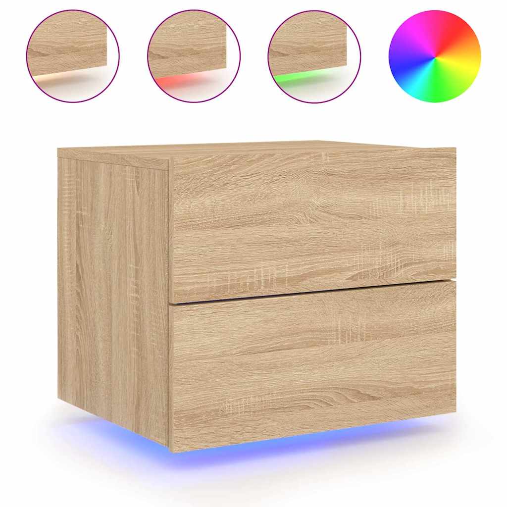 vidaXL Wand-Nachttische mit LED-Leuchten 2 Stk. Sonoma-Eiche