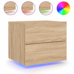 vidaXL Wand-Nachttische mit LED-Leuchten 2 Stk. Sonoma-Eiche