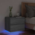 vidaXL Wand-Nachttisch mit LED-Leuchten Grau Sonoma