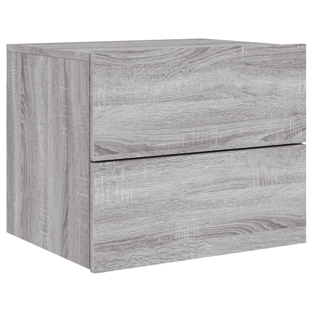 vidaXL Wand-Nachttische mit LED-Leuchten 2 Stk. Grau Sonoma