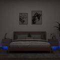 vidaXL Wand-Nachttische mit LED-Leuchten 2 Stk. Grau Sonoma