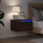 vidaXL Wand-Nachttisch mit LED-Leuchten Braun Eichen-Optik