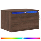 vidaXL Wand-Nachttische mit LED-Leuchten 2 Stk. Braun Eichen-Optik