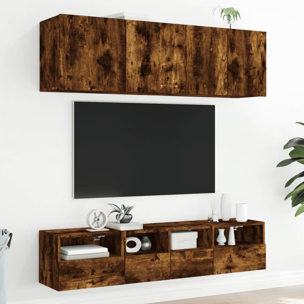 vidaXL TV-Wandschränke 2 Stk. Räuchereiche 40x30x30 cm Holzwerkstoff