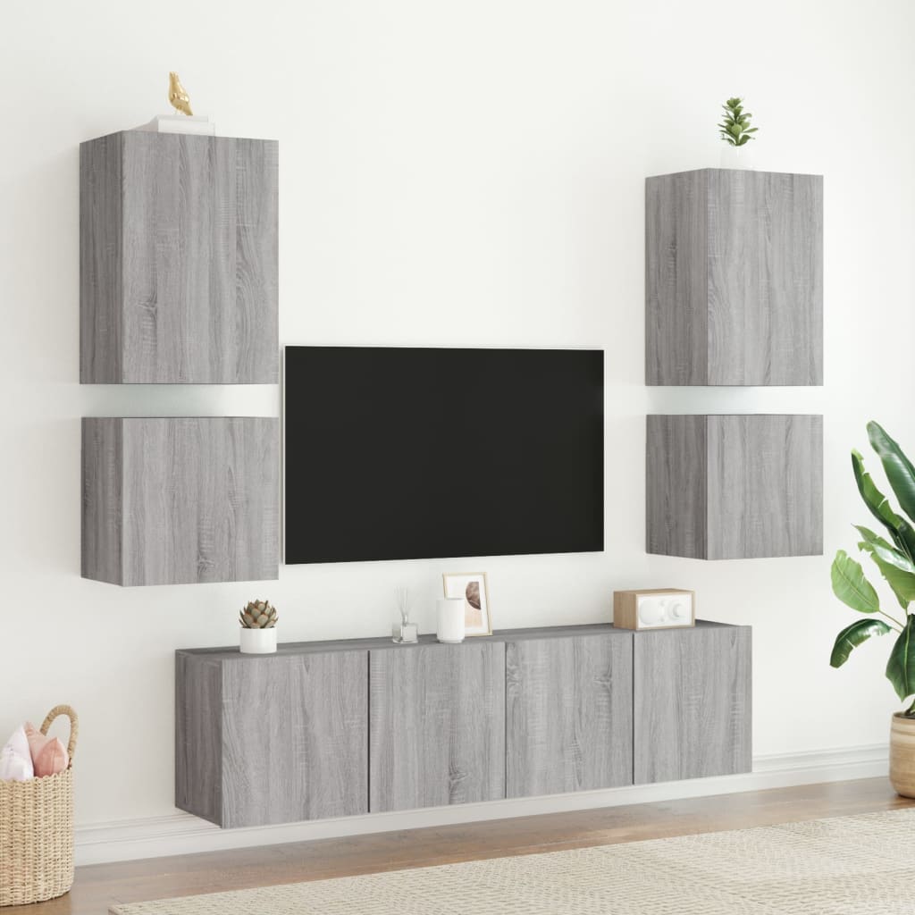 vidaXL TV-Wandschränke 2 Stk. Grau Sonoma 40,5x30x40 cmm Holzwerkstoff