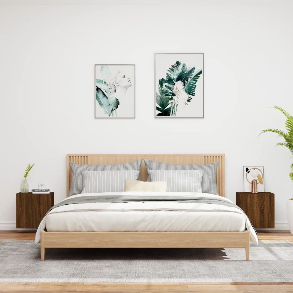 vidaXL TV-Wandschränke 2 Stk. Braun Eiche-Optik 40,5x30x40 cm