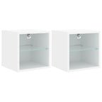 vidaXL TV-Wandschränke mit LED-Leuchten 2 Stk. Weiß 30x28,5x30 cm