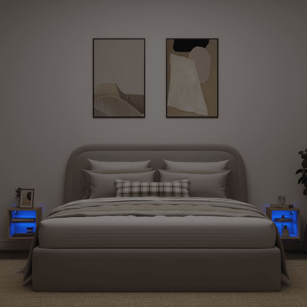 vidaXL TV-Wandschränke mit LED-Leuchten 2 Stk. Sonoma-Eiche