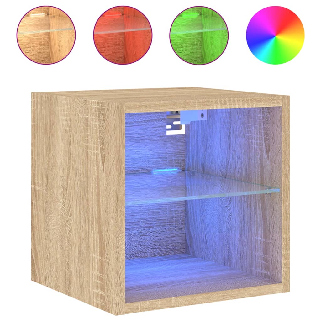 vidaXL TV-Wandschränke mit LED-Leuchten 2 Stk. Sonoma-Eiche
