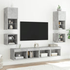 vidaXL TV-Wandschrank mit LED-Leuchten Betongrau 30x28,5x30 cm