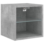 vidaXL TV-Wandschrank mit LED-Leuchten Betongrau 30x28,5x30 cm