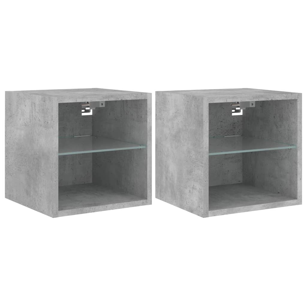 vidaXL TV-Wandschränke mit LED-Leuchten 2 Stk. Betongrau 30x28,5x30 cm