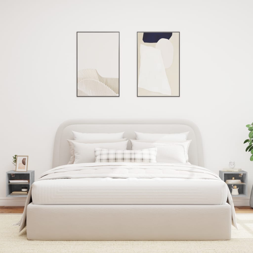 vidaXL TV-Wandschränke mit LED-Leuchten 2 Stk. Betongrau 30x28,5x30 cm