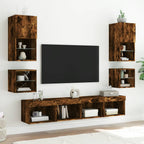 vidaXL TV-Wandschrank mit LED-Leuchten Räuchereiche 30x28,5x30 cm